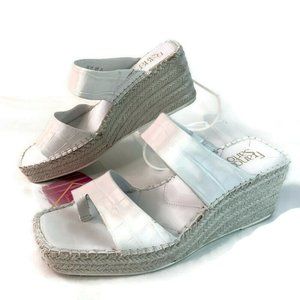 Franco Sarto Womens Clave White Espadrille Sandal 2-Strap Wedge Heels 9.5 M